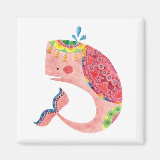 De gelukkige roze walvis magneet (Voorkant)