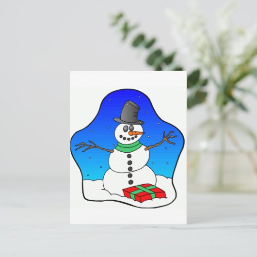 De gelukkige Sneeuwman van Kerstmis Feestdagenkaart (Staand voorkant)