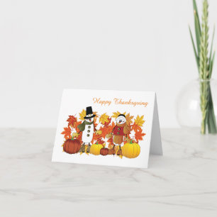 De gelukkige Sneeuwmannen van de Thanksgiving Feestdagen Kaart