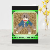 De gelukkige St. Patrick Aap van de Sok van de Dag Kaart (Gele Bloem)