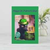 De gelukkige St. Patrick Kaart van de Dag met Kat (Staand voorkant)