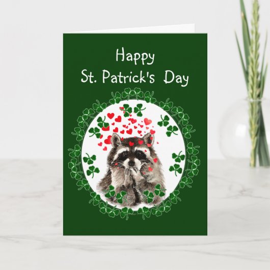 De gelukkige St. Patrick Kussen van de Wasbeer van Kaart (Voorkant)