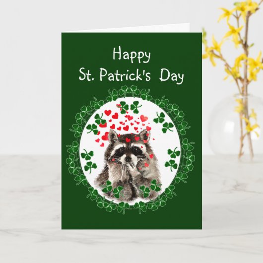 De gelukkige St. Patrick Kussen van de Wasbeer van Kaart (Gele Bloem)