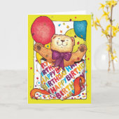 De gelukkige Teddybeer van de Verjaardag Kaart (Gele Bloem)