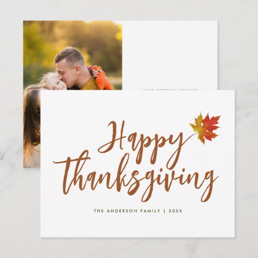 de gelukkige thanksgiving de groet van de manuscri feestdagenkaart (Voorkant / Achterkant)