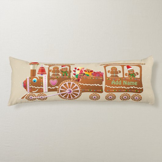 De gelukkige trein van Gingerbread Cookies Lichaamskussen (Voorkant)