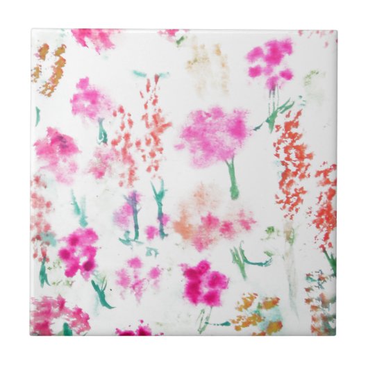 De gelukkige Tuin van de Bloem van de Zonneschijn Tegeltje (Voorkant)