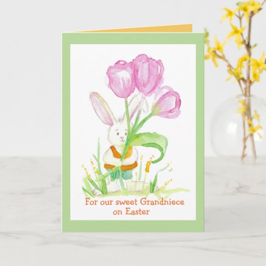 De gelukkige Tulpen van het Konijn van het Kaart (Gele Bloem)