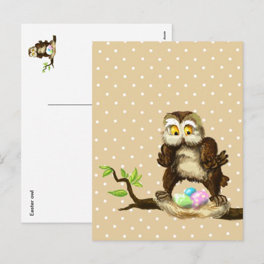 De gelukkige uil van Pasen Feestdagenkaart (Voorkant / Achterkant)