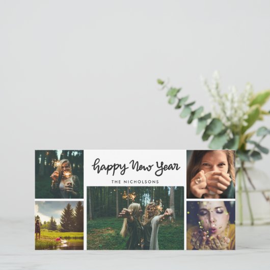 De gelukkige Vakantie van Vijf Foto van het Feestdagenkaart (Staand voorkant)