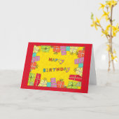 De gelukkige Vakjes van de Gift van de Verjaardag Kaart (Gele Bloem)