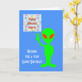 De gelukkige Verjaardag met martian vreemdeling Kaart (Gele Bloem)