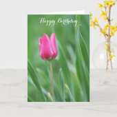 De gelukkige Verjaardag, springt de Roze Bloem van Kaart (Gele Bloem)