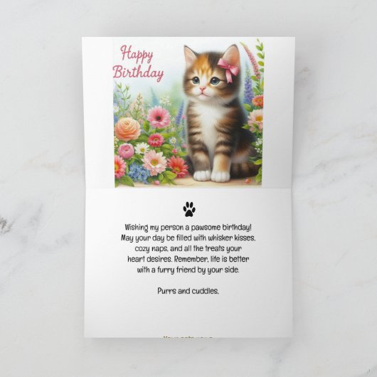 De gelukkige verjaardag van de kat feestdagen kaart (Binnen)