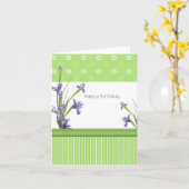 De Gelukkige Verjaardag van paarse Irissen Kaart (Gele Bloem)