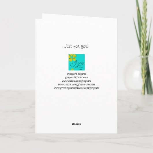 De gelukkige Verjaardag, Westie met Glazen, Kaart (Achterkant)