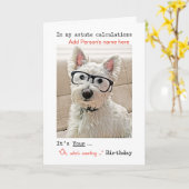 De gelukkige Verjaardag, Westie met Glazen, Kaart (Gele Bloem)