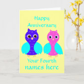 De gelukkige Vierde Uilen van het Jubileum van het Kaart (Gele Bloem)