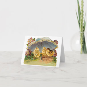 De gelukkige Vintage van de Kuikens van Pasen Feestdagen Kaart