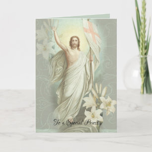 De gelukkige Vintage van de Priester van de Feestdagen Kaart
