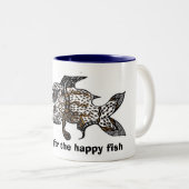 de gelukkige vis tweekleurige koffiemok (Voorkant rechts)