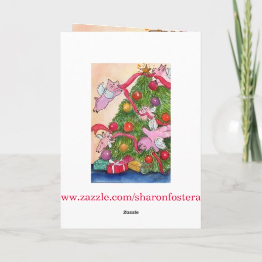 De gelukkige Vliegende Varkens DecorateTree van de Feestdagen Kaart (Achterkant)