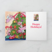 De gelukkige Vliegende Varkens DecorateTree van de Feestdagen Kaart (Binnen)