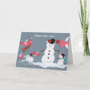 De gelukkige Vliegende Varkens van het Nieuwjaar Feestdagen Kaart