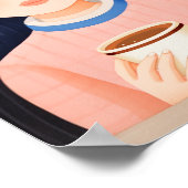 De gelukkige vrouw in het café poster (Hoek)