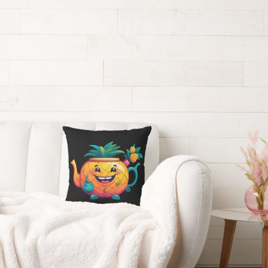 De gelukkige & welvarende ananastheepot kussen (Bank)