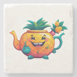 De gelukkige & welvarende ananastheepot stenen onderzetter