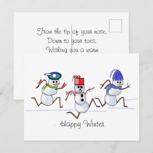 De Gelukkige Winter van de sneeuwman Feestdagenkaart (Voorkant / Achterkant)