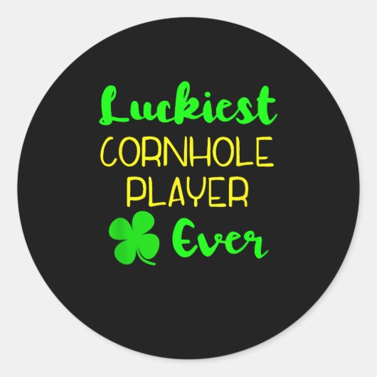 De gelukkigste Cornhole speler St Patrick Day Ronde Sticker (Voorkant)