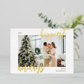 De gelukkigste Foto van het Manuscript van de Bors Folie Feestdagenkaart (Staand Voorkant)