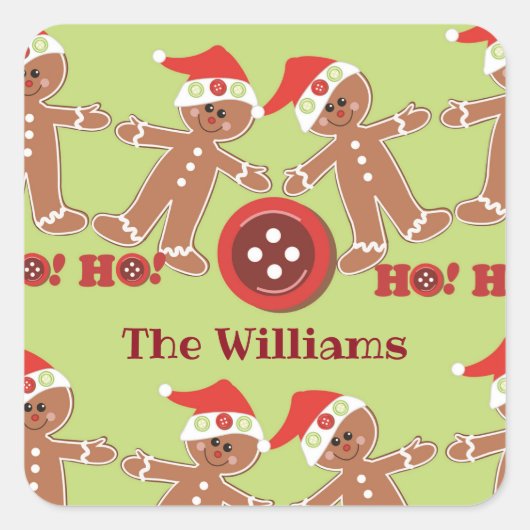 De gelukkigste gingerbroodmannen vierkante sticker (Voorkant)