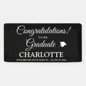 De gelukwensen afstuderen douane zwart wit manuscr spandoek (Horizontaal)