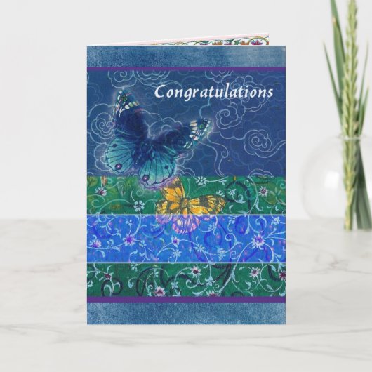 De gelukwensen asianesque vlinder van het huwelijk kaart (Voorkant)