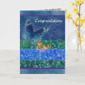 De gelukwensen asianesque vlinder van het huwelijk kaart (Gele Bloem)