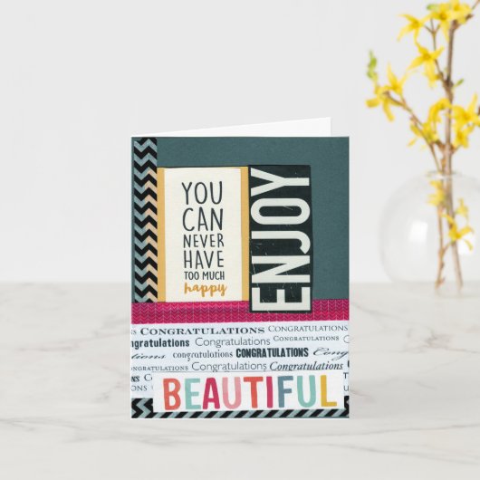 De gelukwensen genieten van gevouwen 4 x 5.6 kaart (Gele Bloem)