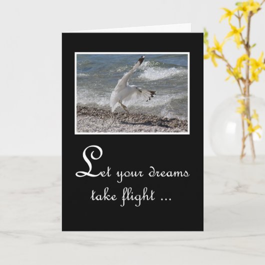 De Gelukwensen van afstuderen - Zeemeeuw die Kaart (Gele Bloem)