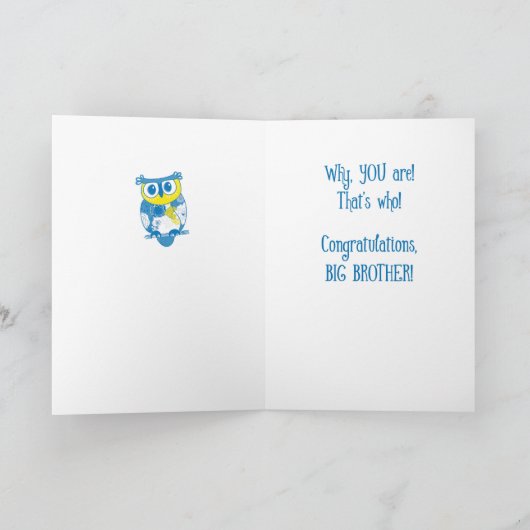 De Gelukwensen van de grote Broer, Leuke Uilen Kaart (Binnen)