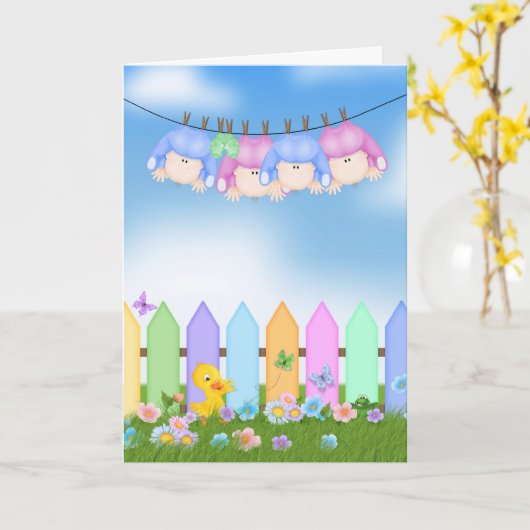 De Gelukwensen van vierlingen Kaart (Gele Bloem)