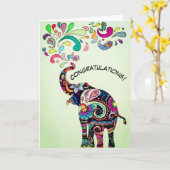 De gelukwensenkaart van de Olifant van Mandala Kaart (Gele Bloem)