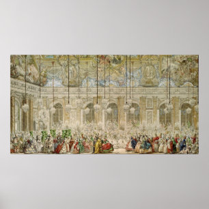 De gemaskerde bal bij de Galerie des Glaces Poster