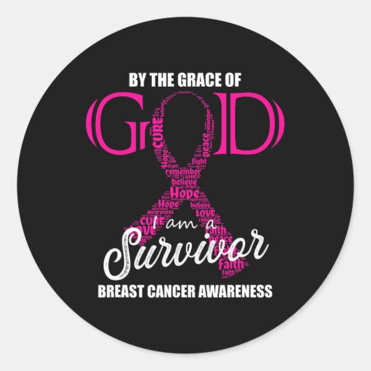 De genade van God Ik ben een Borstkanker Overleven Ronde Sticker (Voorkant)