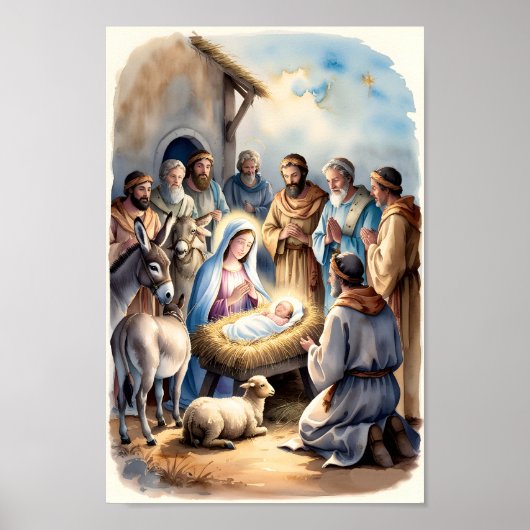 De Gentle Nativity Christelijke Wall Art Print (Voorkant)