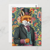 De gentleman Fox blauw Paarse pak Briefkaart (Voorkant / Achterkant)
