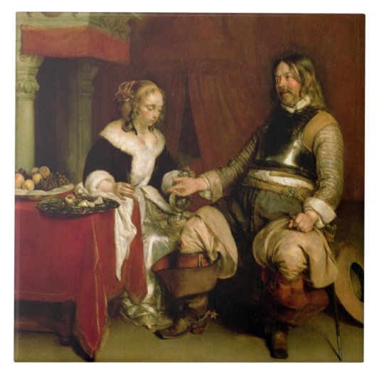 De Gentleman Soldaat (olie op doek) Tegeltje (Voorkant)