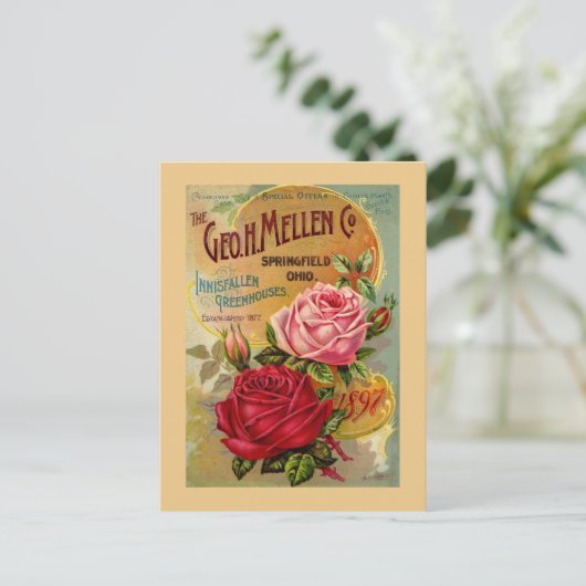 De Geo. H. Mellen Co. Greenhouse Advertisement Briefkaart (Staand voorkant)