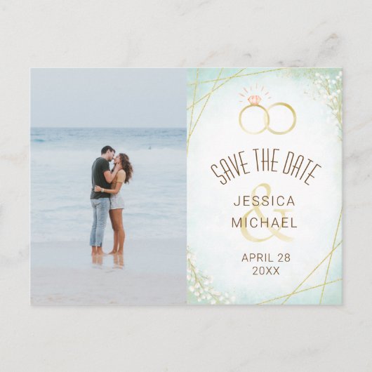 De Geometrische Foto van de Ring van de waterverf  Uitnodiging Briefkaart (Voorkant)